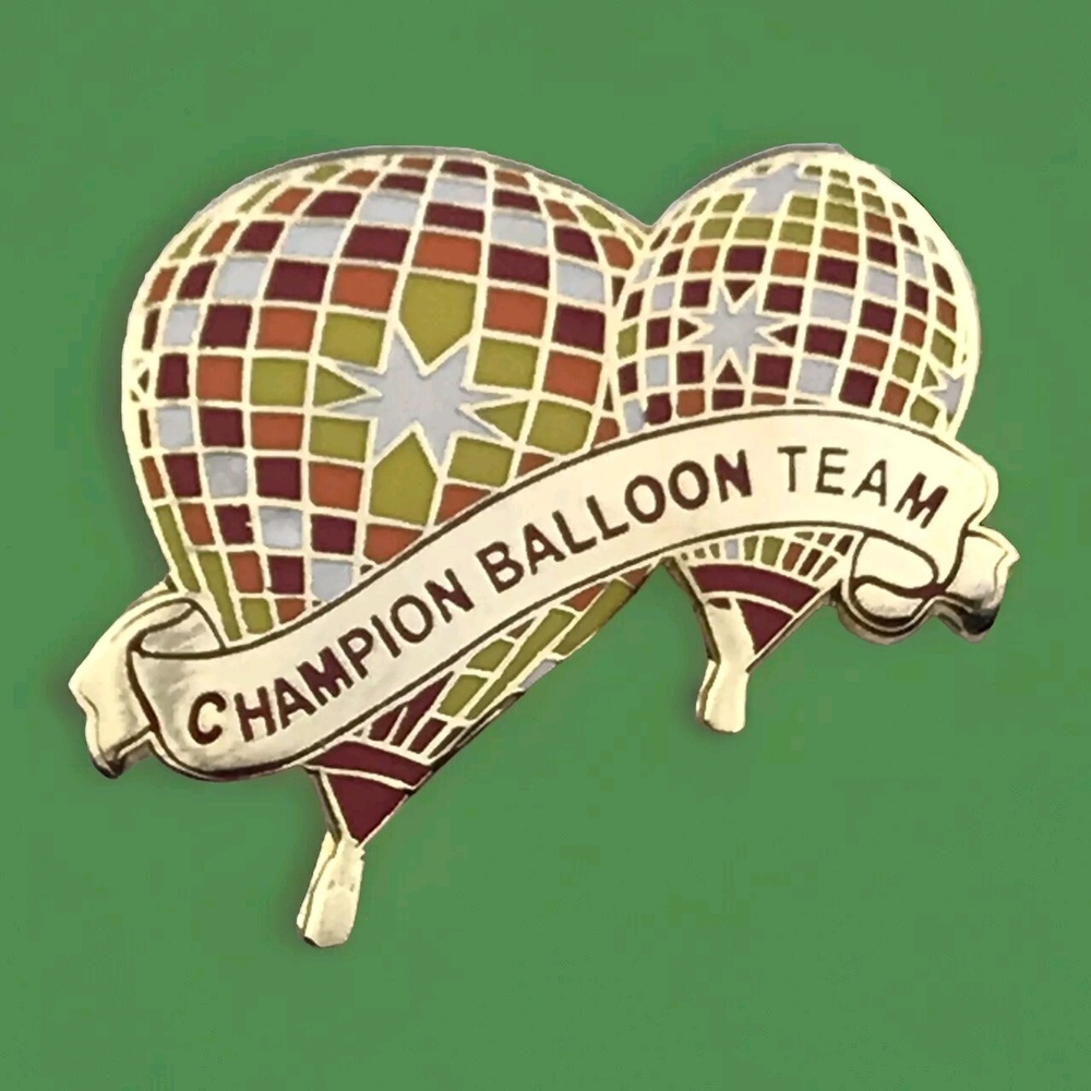 Champion Pin Multicolor Gold Tone Enamel Collectible Hot Air Balloon Team